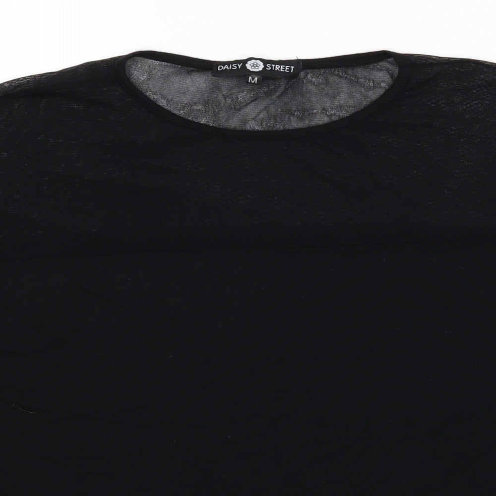Womens UK Size M Daisy Street Black Basic T-Shirt