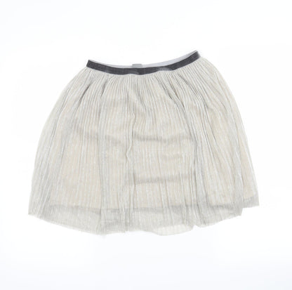NEXT Girls Silver   Pleated Skirt Size 10 Years