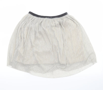 NEXT Girls Silver   Pleated Skirt Size 10 Years
