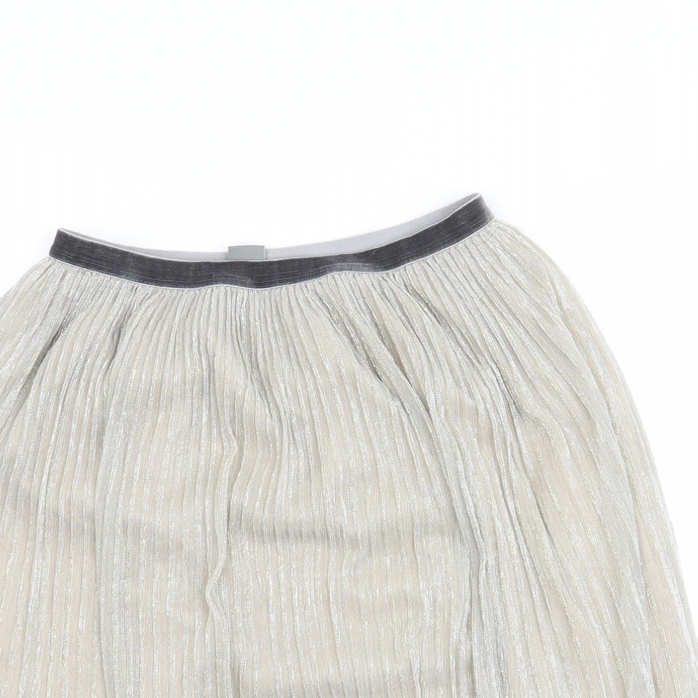 NEXT Girls Silver   Pleated Skirt Size 10 Years