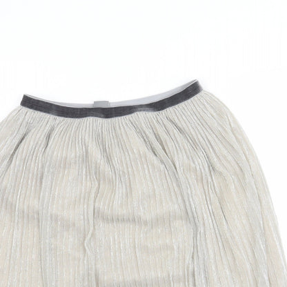 NEXT Girls Silver   Pleated Skirt Size 10 Years
