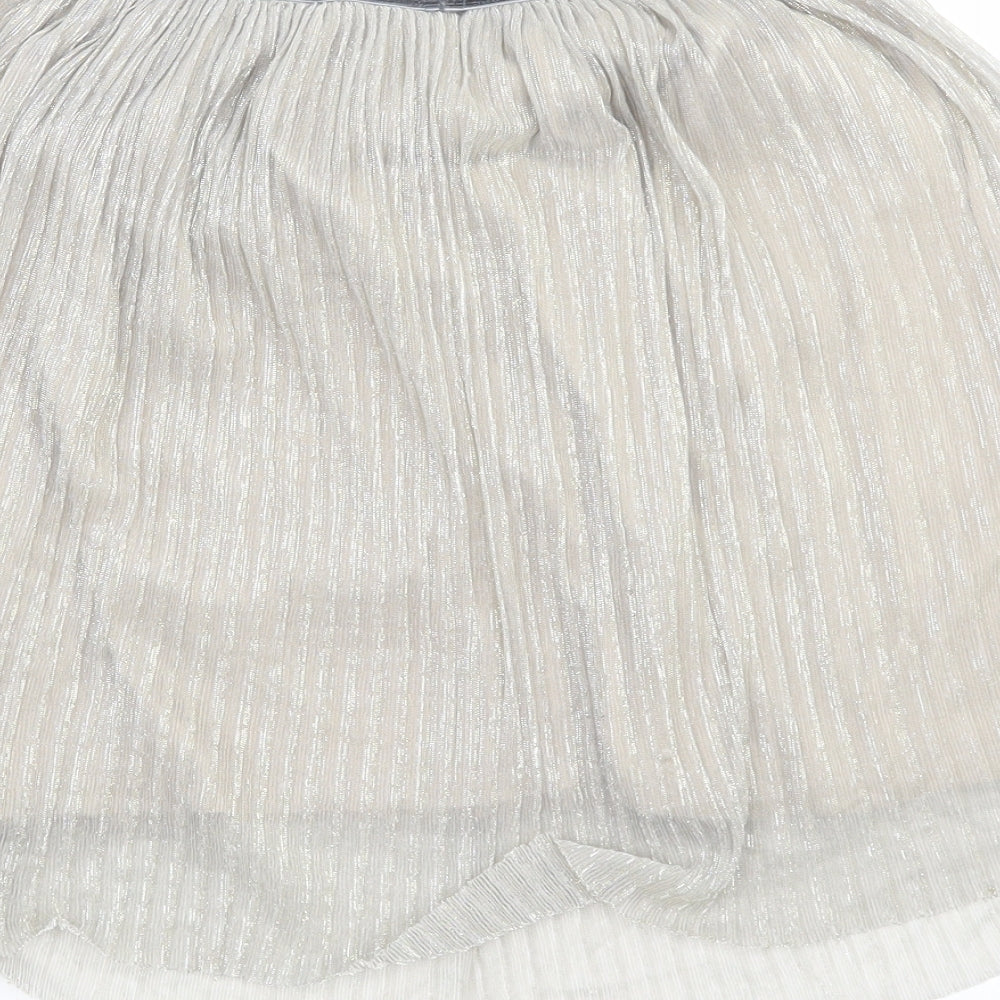 NEXT Girls Silver   Pleated Skirt Size 10 Years