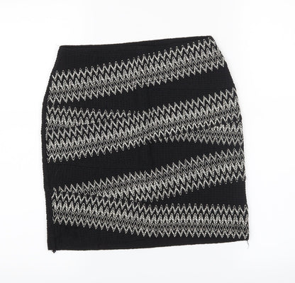 H&M Womens Black Geometric  Straight & Pencil Skirt Size S