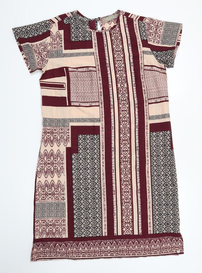 plus fine Womens Red Geometric  T-Shirt Dress  Size M