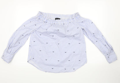 Womens UK Size 8 New Look Blue Basic Blouse