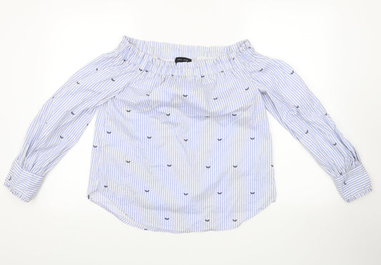Womens UK Size 8 New Look Blue Basic Blouse