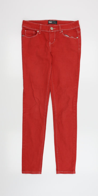 Womens UK Size 8 Yesyes Regular Fit Skinny Red Jeans