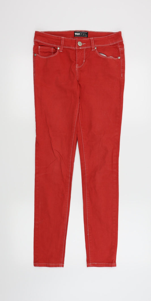 Womens UK Size 8 Yesyes Regular Fit Skinny Red Jeans