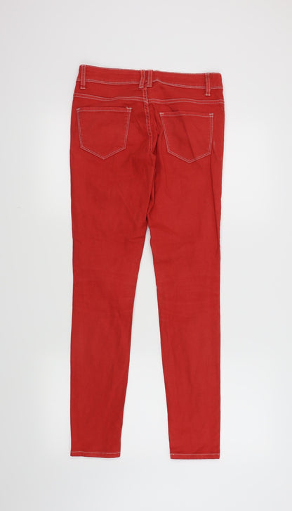 Womens UK Size 8 Yesyes Regular Fit Skinny Red Jeans