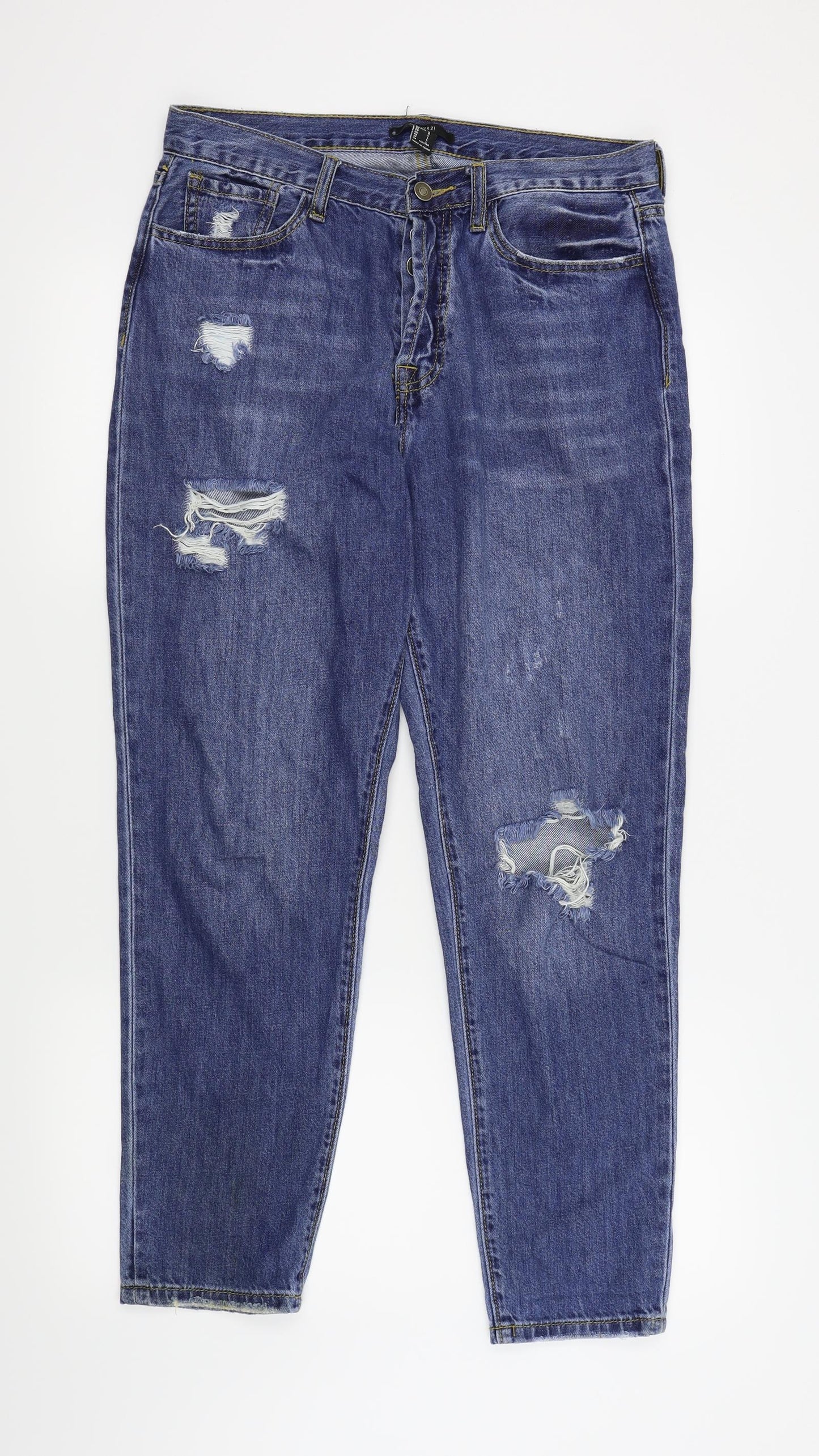 FOREVER 21 Womens Blue   Straight Jeans Size L L27 in