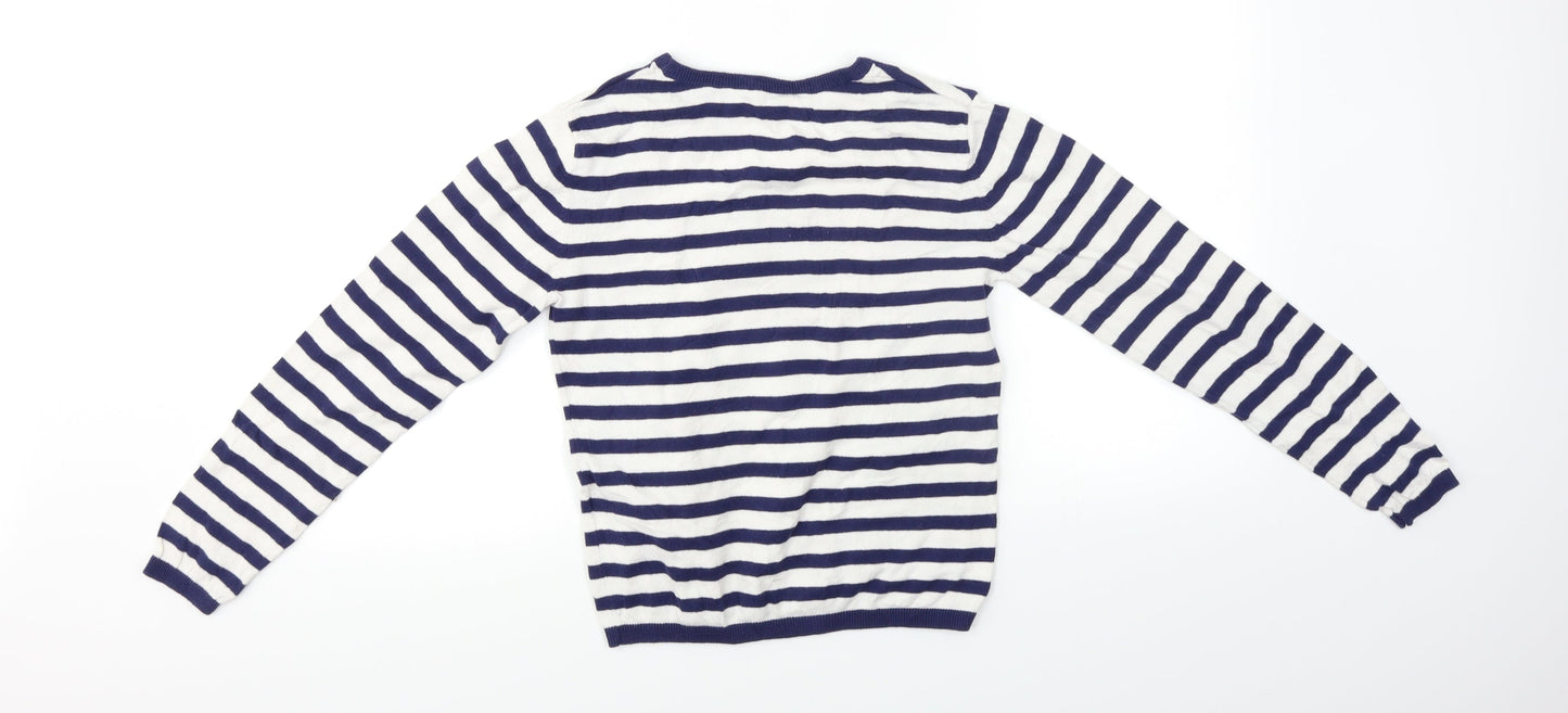 H&M Girls White Spotted  Pullover Jumper Size 10-11 Years  - Drink design