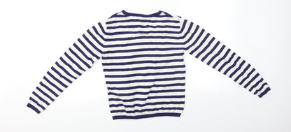 H&M Girls White Spotted  Pullover Jumper Size 10-11 Years  - Drink design