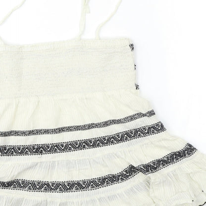 New Look Womens White Geometric  Basic Blouse Size 10