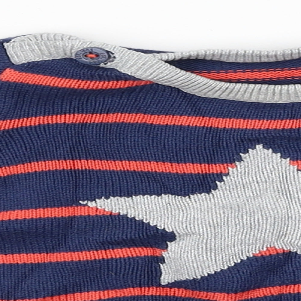 Marks and Spencer  Blue Striped Knit Henley Jumper Size 3-6 Months  - Star