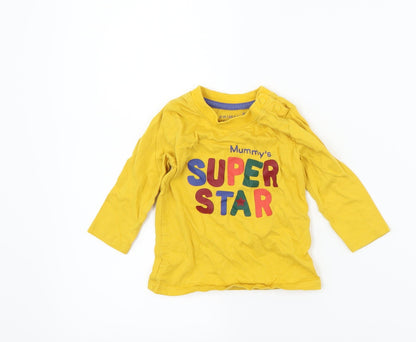 Primark Baby Yellow   Basic T-Shirt Size 6-9 Months  - mummy's superstar