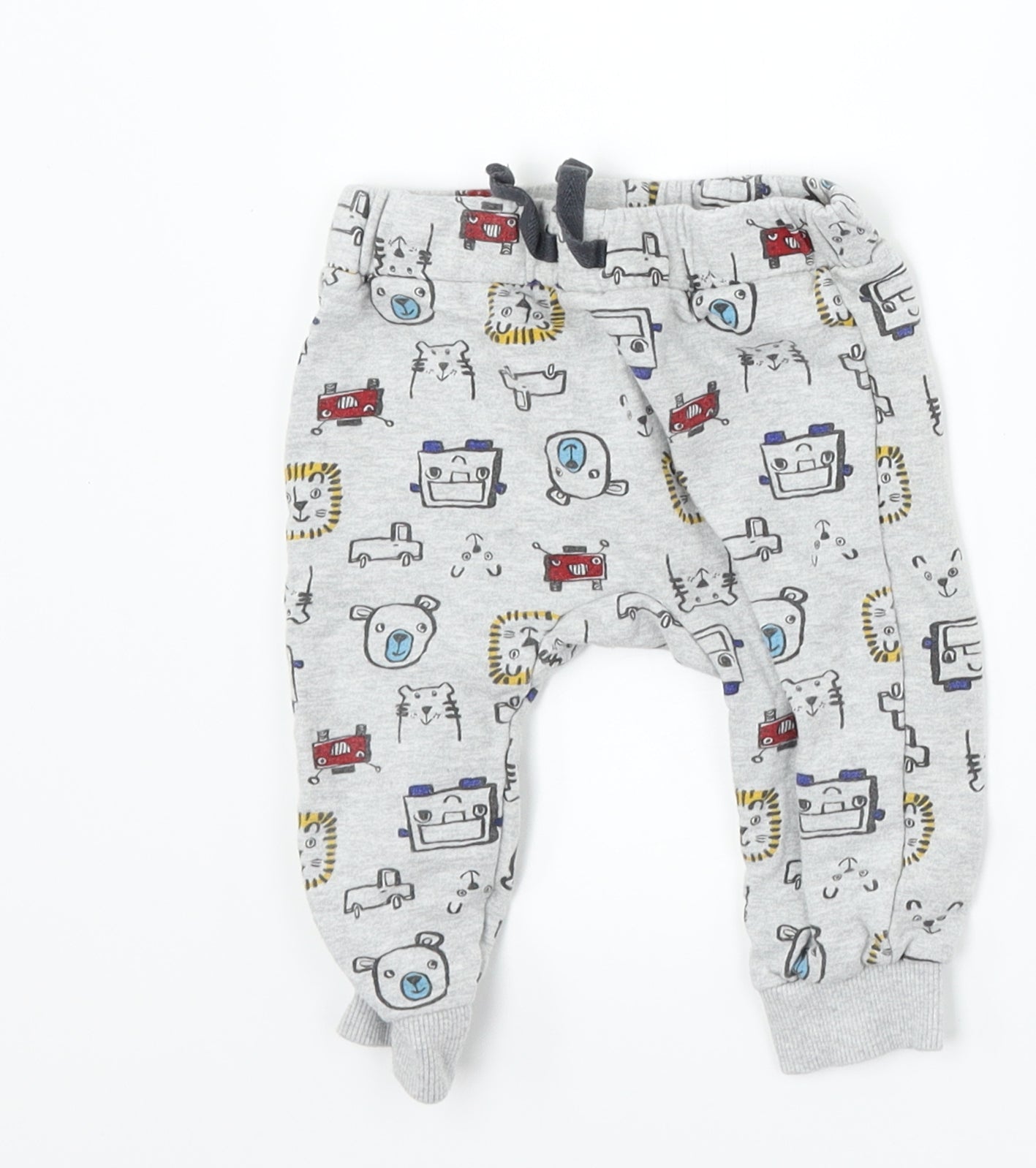 Nutmeg Boys Grey   Jogger Trousers Size 6-9 Months  - animals