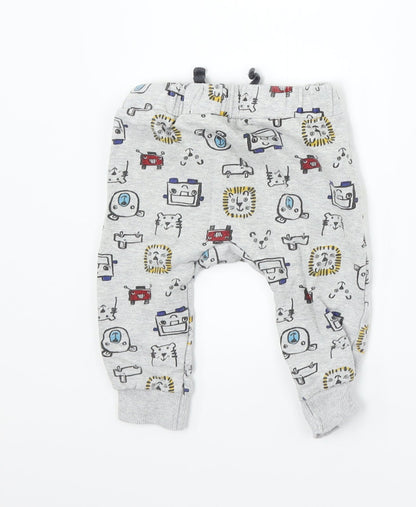 Nutmeg Boys Grey   Jogger Trousers Size 6-9 Months  - animals