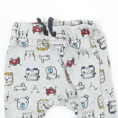 Nutmeg Boys Grey   Jogger Trousers Size 6-9 Months  - animals