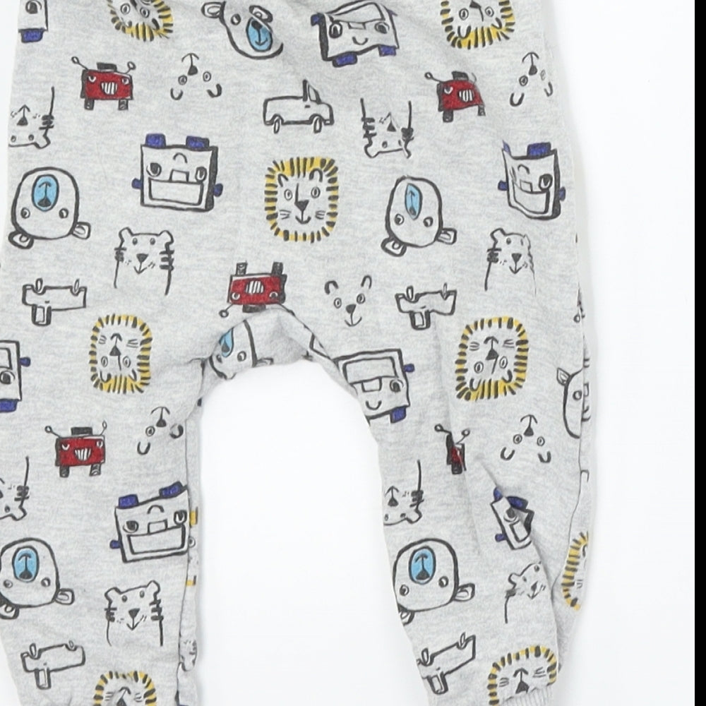 Nutmeg Boys Grey   Jogger Trousers Size 6-9 Months  - animals