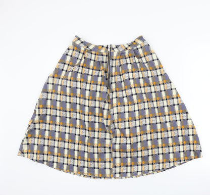 +6 Womens Blue Check  A-Line Skirt Size 28 in