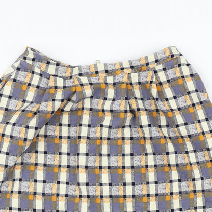 +6 Womens Blue Check  A-Line Skirt Size 28 in