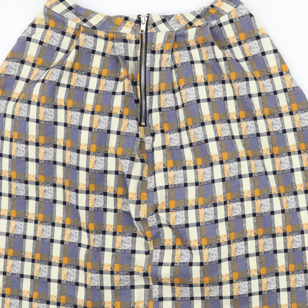 +6 Womens Blue Check  A-Line Skirt Size 28 in
