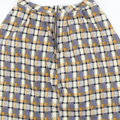 +6 Womens Blue Check  A-Line Skirt Size 28 in