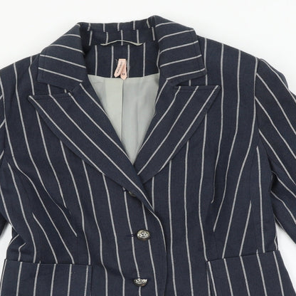Miso Womens Blue Spotted  Jacket Suit Jacket Size 12