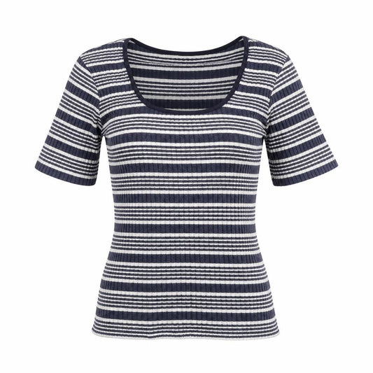 St Michael Womens Blue Striped Basic Blouse Size 12