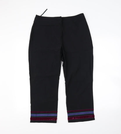 Womens UK Size 12 Preworn Regular Fit Cropped Black Trousers