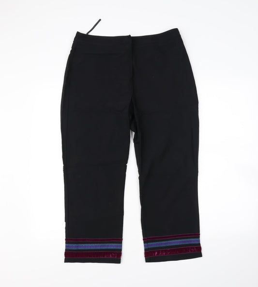 Womens UK Size 12 Preworn Regular Fit Cropped Black Trousers