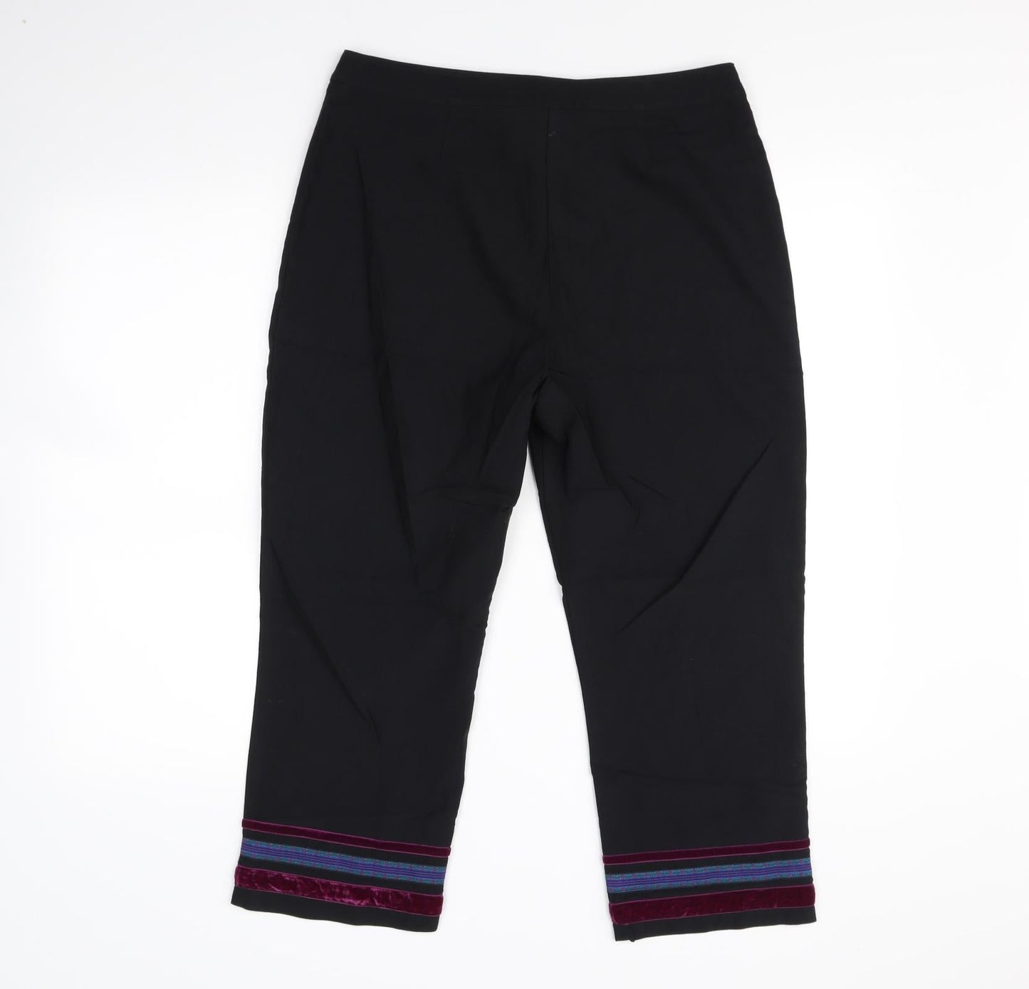 Womens UK Size 12 Preworn Regular Fit Cropped Black Trousers