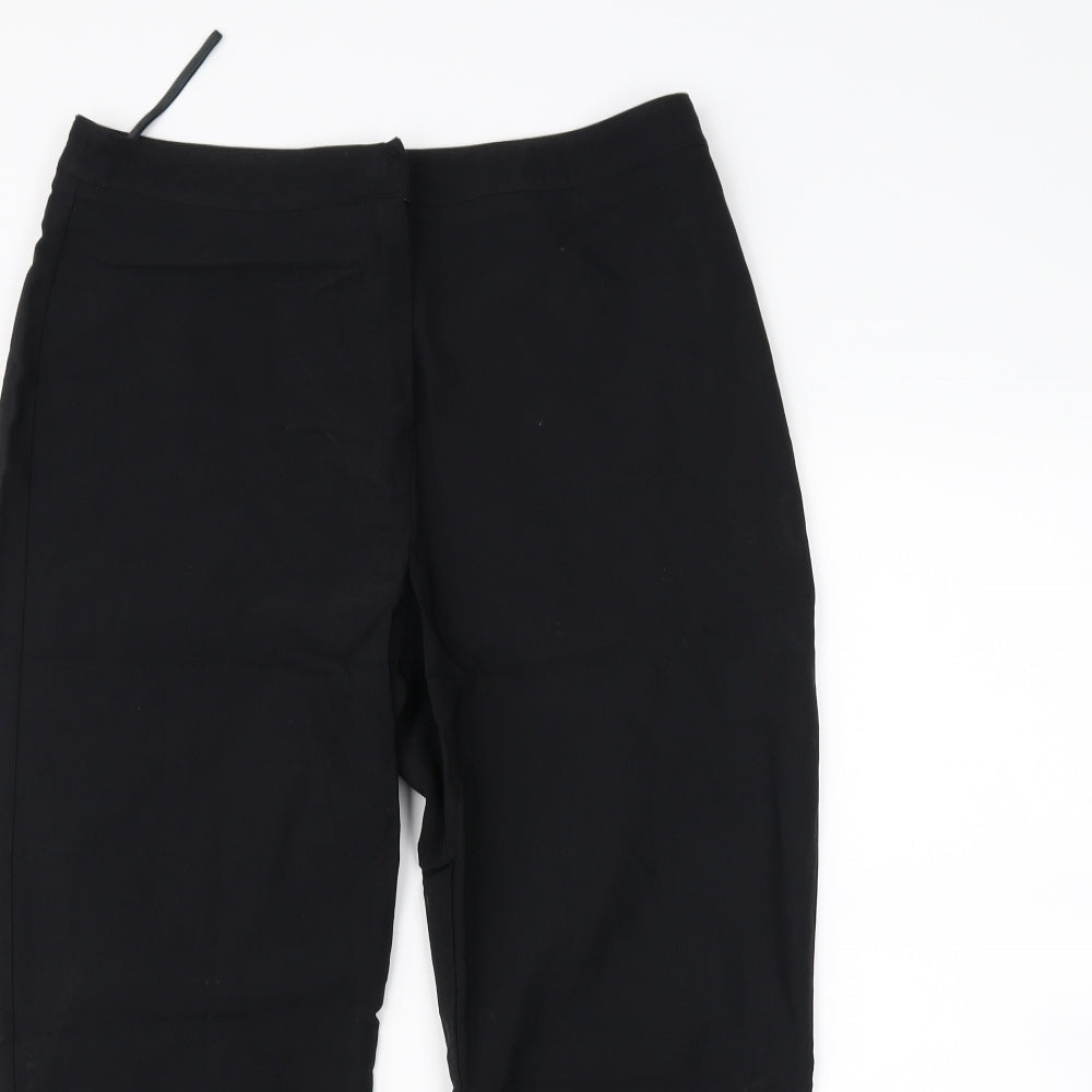 Womens UK Size 12 Preworn Regular Fit Cropped Black Trousers