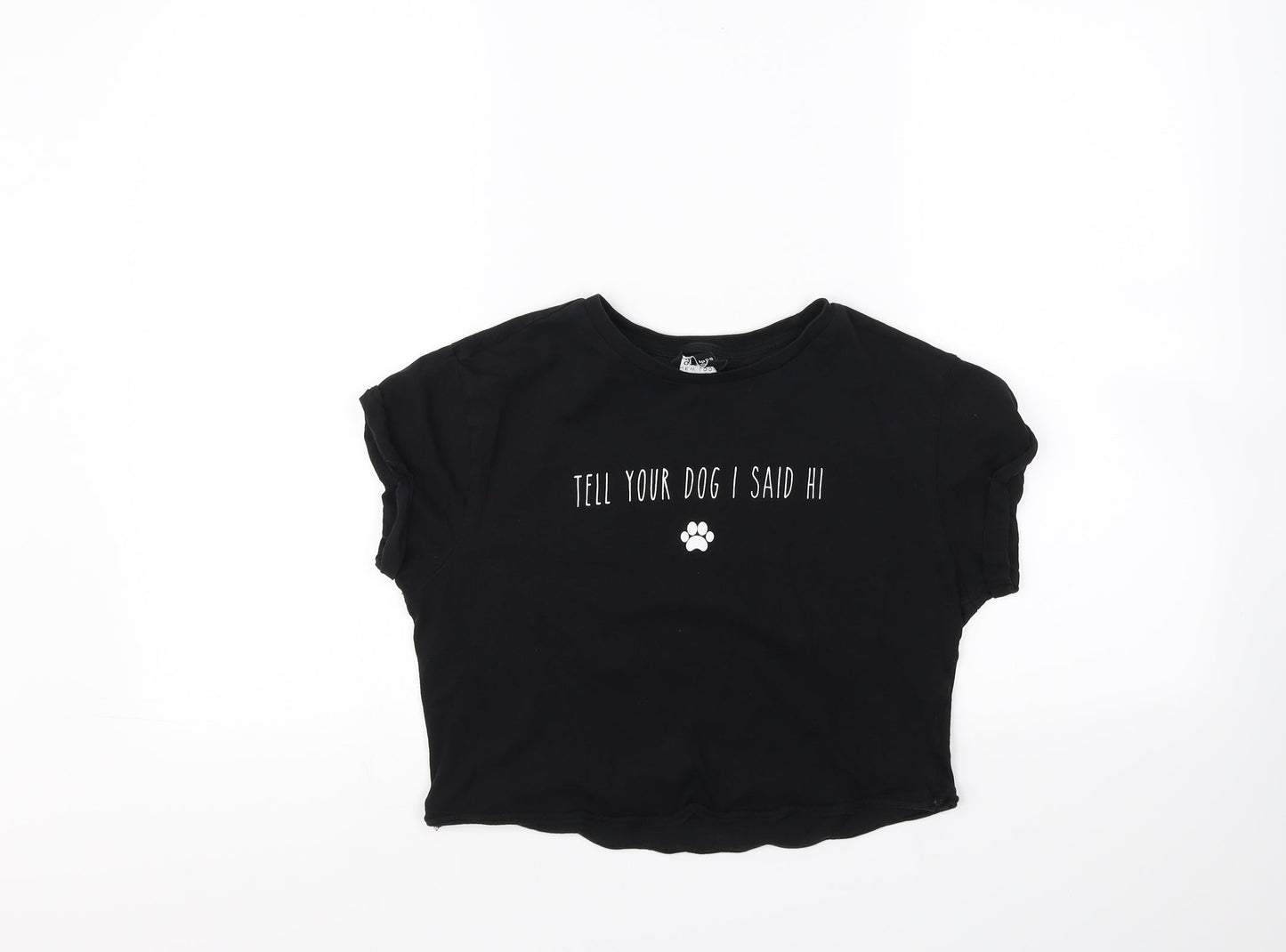New Look Girls Black   Cropped T-Shirt Size 12 Years