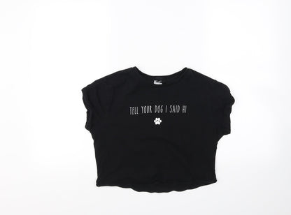 New Look Girls Black   Cropped T-Shirt Size 12 Years