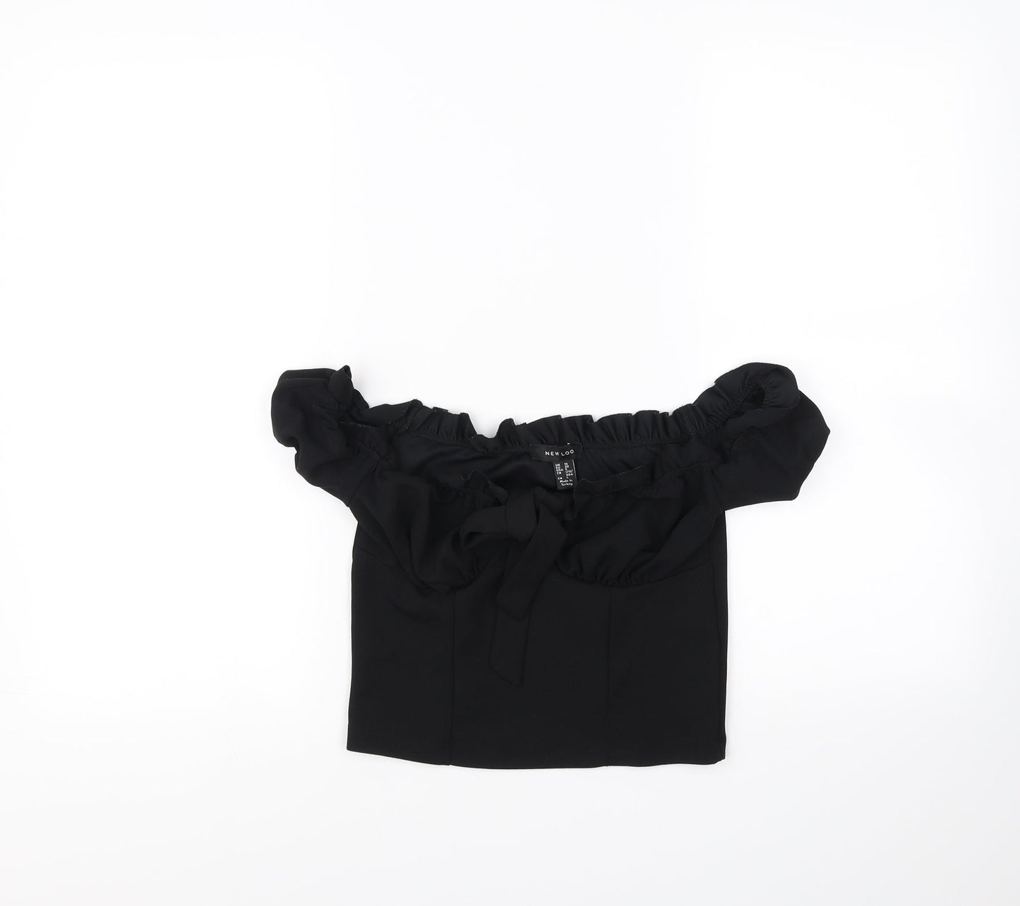 Womens UK Size 10 New Look Black Cropped Blouse