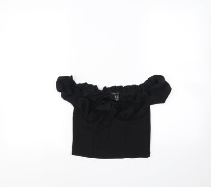 Womens UK Size 10 New Look Black Cropped Blouse