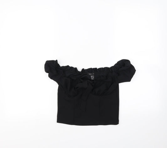 Womens UK Size 10 New Look Black Cropped Blouse