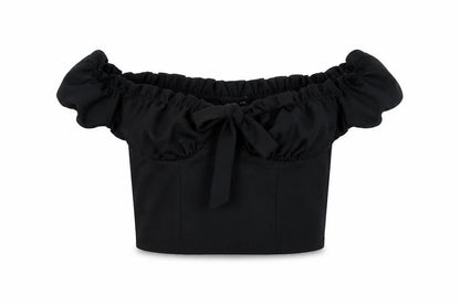 Womens UK Size 10 New Look Black Cropped Blouse