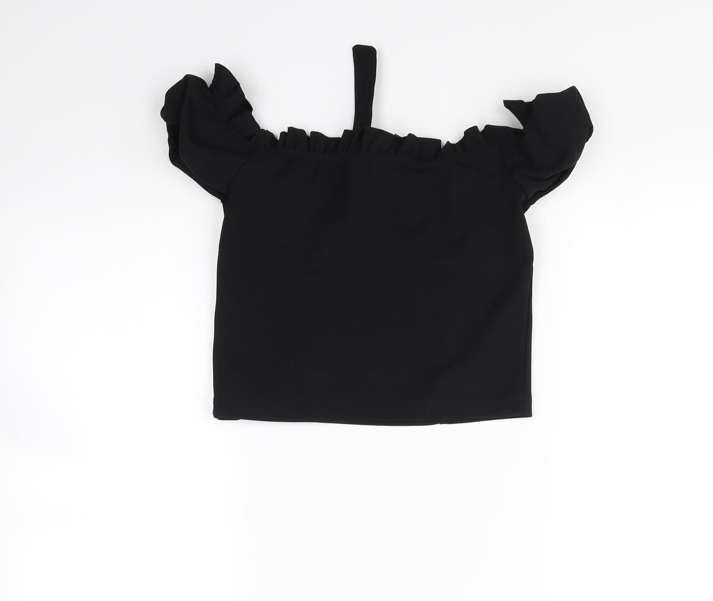 Womens UK Size 10 New Look Black Cropped Blouse