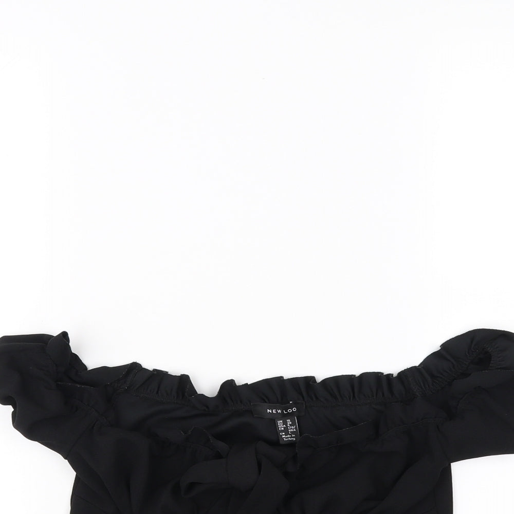 Womens UK Size 10 New Look Black Cropped Blouse