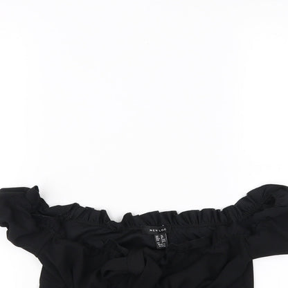 Womens UK Size 10 New Look Black Cropped Blouse