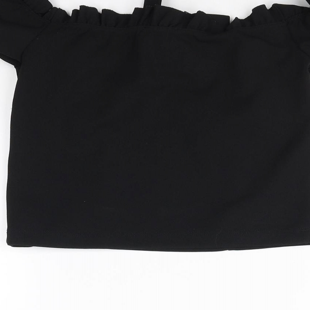 Womens UK Size 10 New Look Black Cropped Blouse