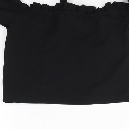 Womens UK Size 10 New Look Black Cropped Blouse