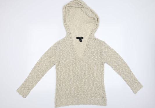 Forever 21 Womens Ivory   Pullover Jumper Size S  - Has a Hood