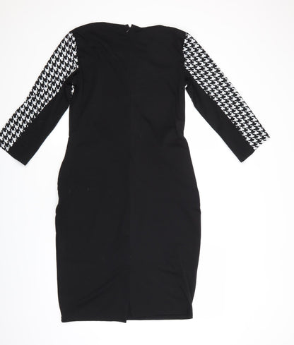 Style by Shaz Womens Black Geometric  Jumper Dress