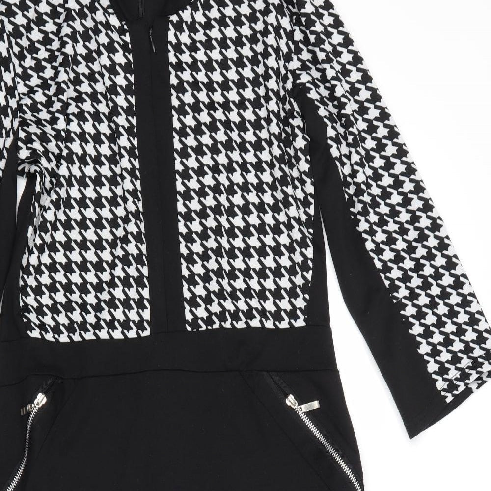 Style by Shaz Womens Black Geometric  Jumper Dress