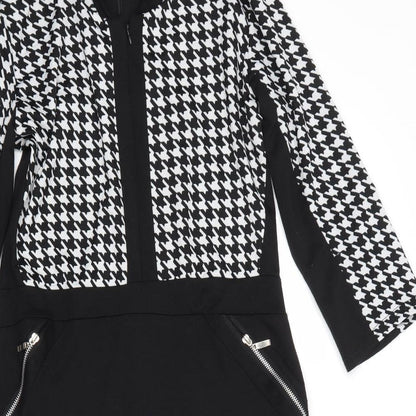Style by Shaz Womens Black Geometric  Jumper Dress