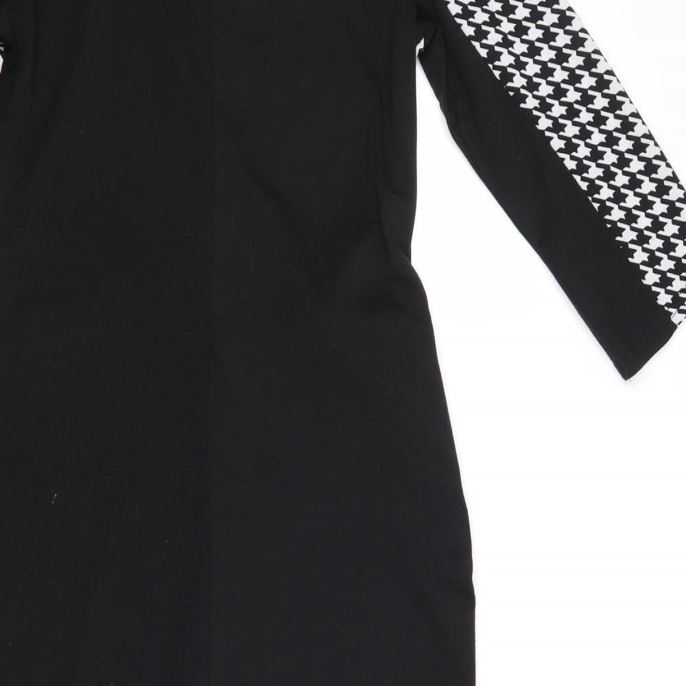 Style by Shaz Womens Black Geometric  Jumper Dress