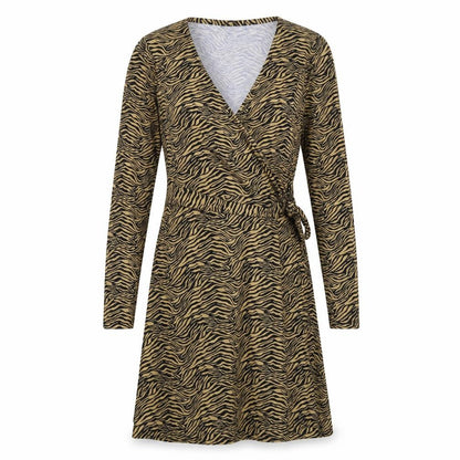 Miss Selfridge Womens Brown Animal Print  Wrap Dress  Size 6  - zebra print